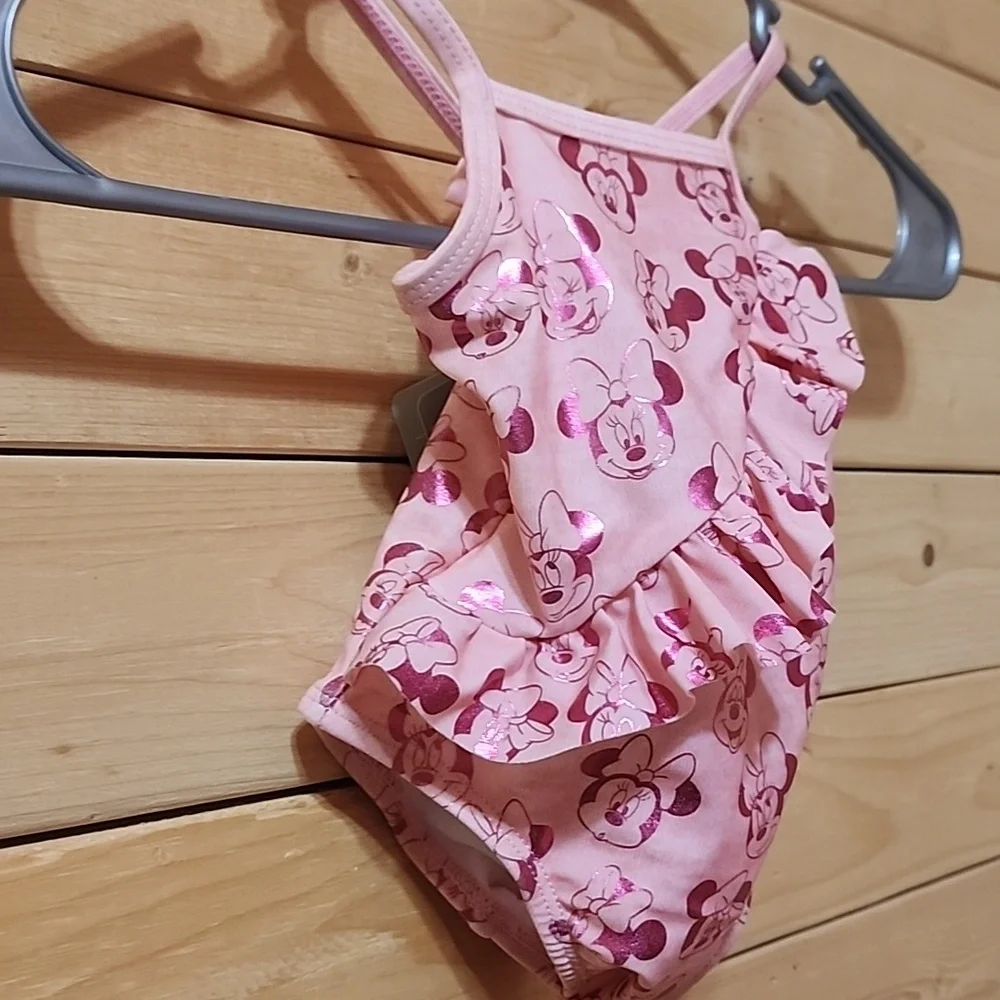 Disney Minnie Mouse Metallic Swimsuit Size 3/ Months NWT
